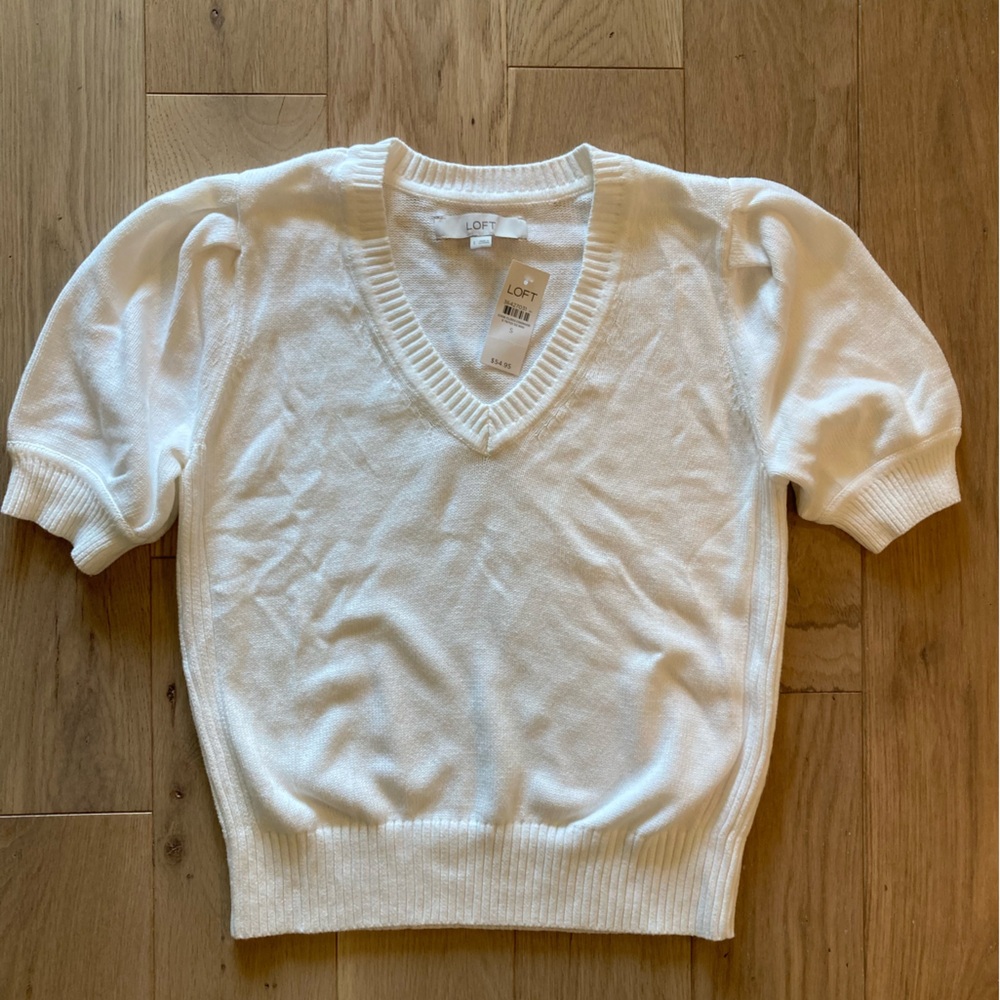 LOFT White V-Neck Women's Sweater